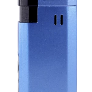 Briquet Vector Vmotion bleu métal, vue de dos - Accessoire élégant.