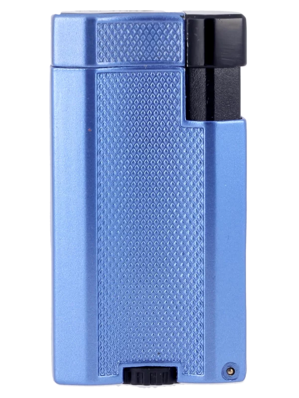 Briquet Vector Vmotion bleu métal, vue de face.