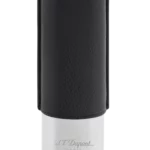 Vue de face de l’étui à cigares S.T. Dupont double, en cuir grainé pleine fleur et métal chrome noir, un accessoire sophistiqué.