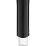 Vue de face de l’étui à cigares S.T. Dupont simple, en cuir grainé pleine fleur et métal chrome noir, un accessoire élégant et pratique.