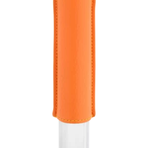 Vue arrière de l’étui à cigares S.T. Dupont simple, en cuir grainé pleine fleur et métal chrome orange, un modèle vibrant et élégant.