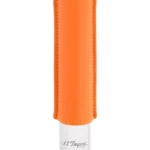 Vue de face de l’étui à cigares S.T. Dupont simple, en cuir grainé pleine fleur et métal chrome orange, un modèle moderne et sophistiqué.