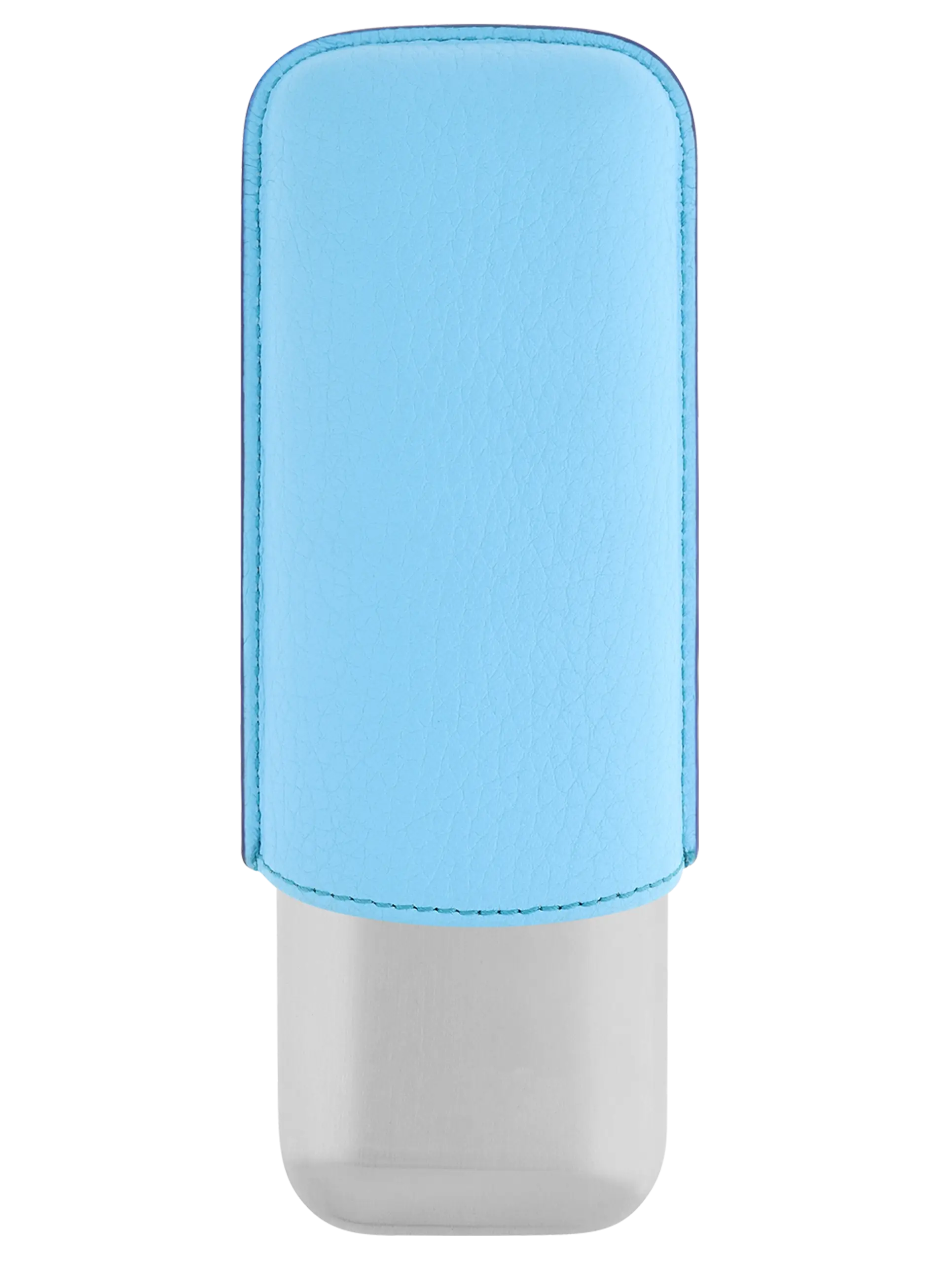 Vue arrière de l’étui à cigares S.T. Dupont double, en cuir grainé pleine fleur et métal chrome turquoise, un modèle raffiné et original.