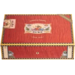 Vue de dessus de la cave à cigares Elie Bleu Flor de Alba rouge, modèle 110 cigares, disponible chez A La Civette.