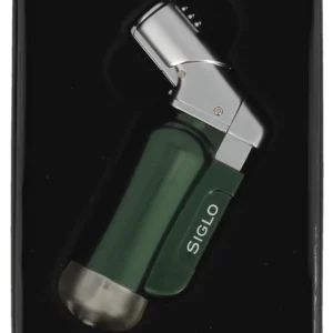 Briquet torche Siglo vert, présenté dans son coffret élégant - A La Civette.