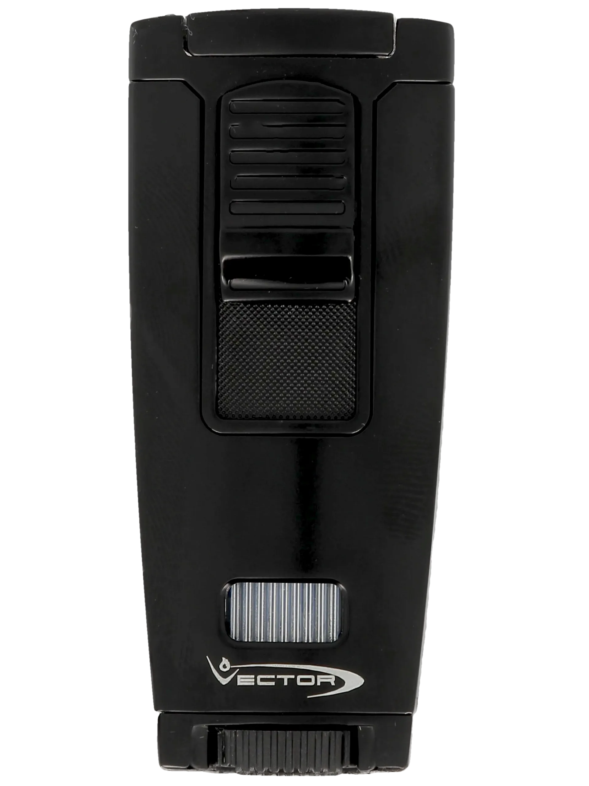 Face avant du briquet Vector Apex noir, un design sobre et raffiné - A La Civette.