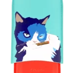 Face avant de l’étui à cigares Siglo Chat Bleu, design raffiné et inspirant - A La Civette.