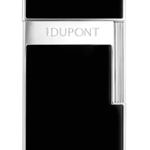Briquet S.T. Dupont Biggy laqué noir et argent – vue de face - A La Civette.