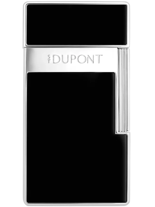 A-La-Civette-Accessoires-a-cigares-Briquets-S.T.Dupont-Biggy-laque-noir-et-argent-face Briquet S.T. Dupont Biggy laqué noir et argent – vue de face - A La Civette.