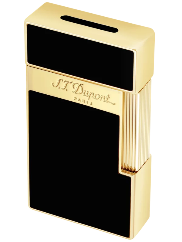 Briquet S.T. Dupont Biggy laqué noir et or – vue ouverte - A La Civette.