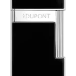 Briquet S.T. Dupont Slimmy laqué noir et chrome – vue de face - A La Civette.