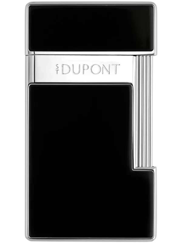 A-La-Civette-Accessoires-a-cigares-Briquets-S.T.Dupont-Slimmy-laque-noir-et-chrome-face Briquet S.T. Dupont Slimmy laqué noir et chrome – vue de face - A La Civette.