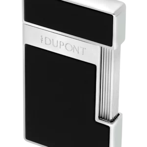 Briquet S.T. Dupont Slimmy laqué noir et chrome – vue ouverte - A La Civette.