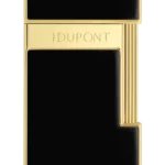 Briquet S.T. Dupont Slimmy laqué noir et doré – vue de face - A La Civette.