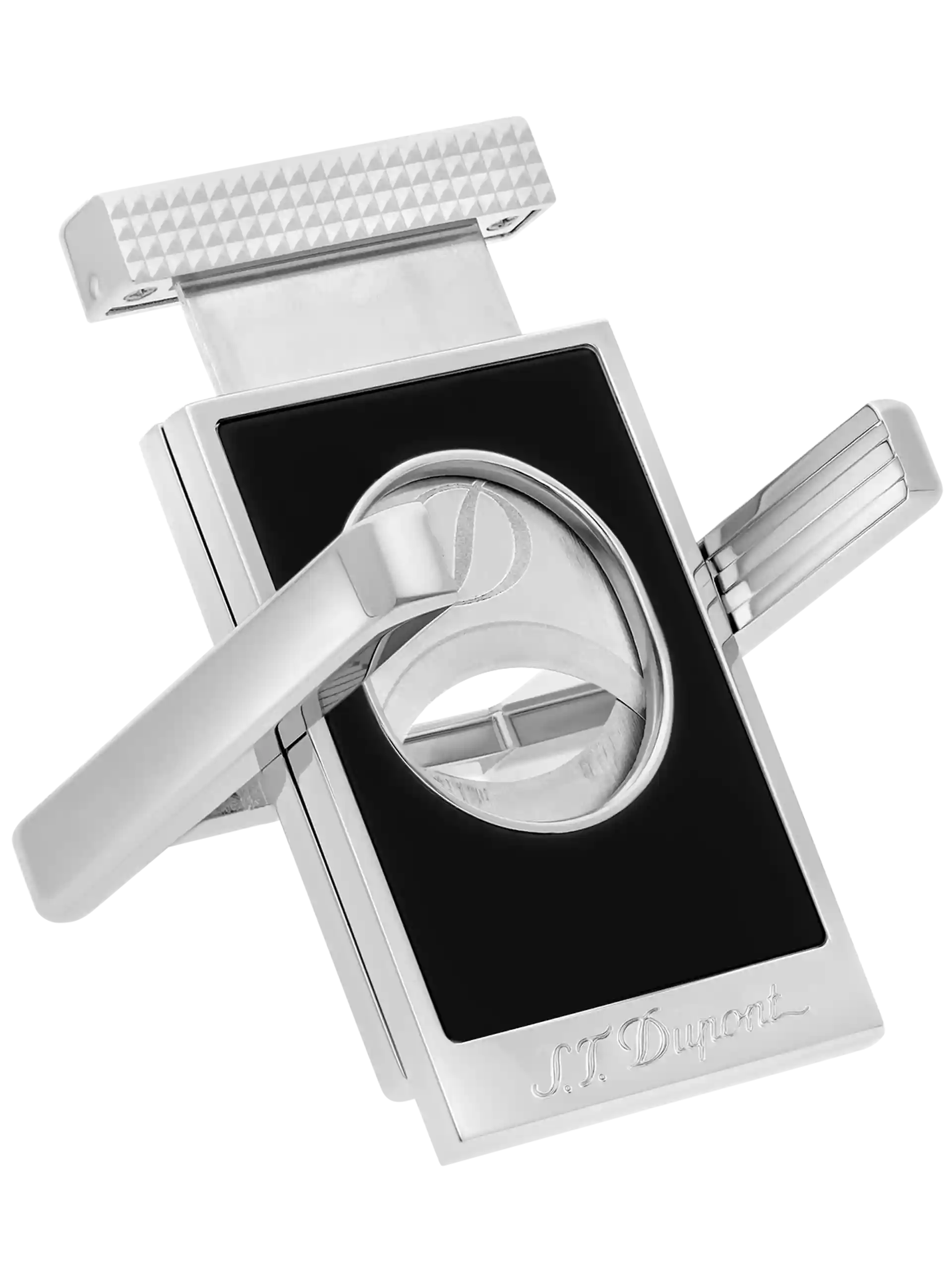 Coupe-cigare S.T. Dupont Stand chrome et noir – vue ouverte - A La Civette.