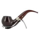 Pipe Peterson Irish Harp Unie 03 en finition naturelle avec filtre 9 mm, vue de profil sur son support - A La Civette.
