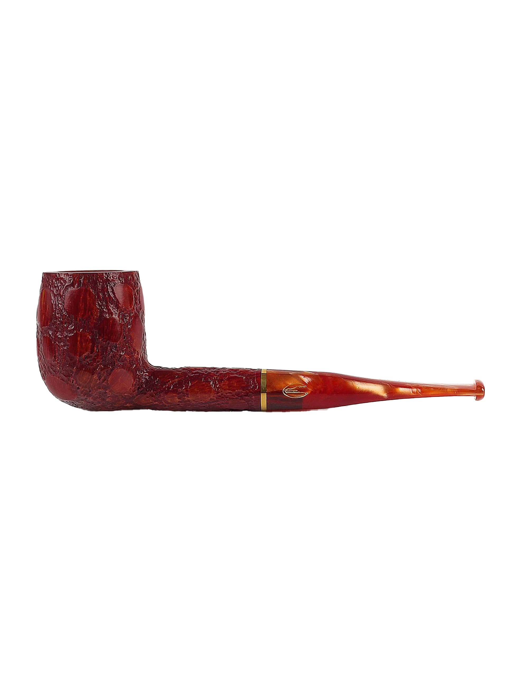 Pipe Savinelli Alligator Rouge en vue de profil, forme droite, finition naturelle façonnée, filtre 9 mm - A La Civette.