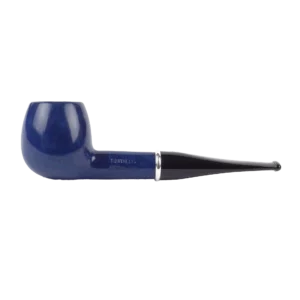 Pipe Savinelli Arcobaleno Bleue en vue de profil, forme droite, finition vernie, filtre 9 mm - A La Civette.