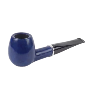 Pipe Savinelli Arcobaleno Bleue 207 en vue trois quarts, forme droite, finition vernie, filtre 9 mm - A La Civette.