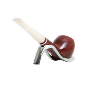 Pipe Savinelli Avorio sur support, vue arrière, forme droite, finition naturelle, filtre 9 mm - A La Civette.