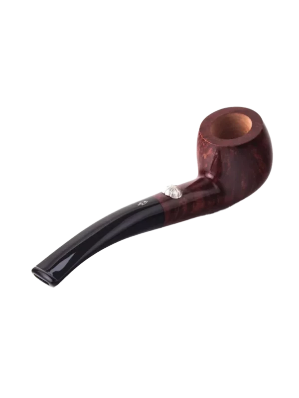 Pipe Savinelli Basketball en vue arrière, forme courbée, finition naturelle, filtre 9 mm - A La Civette.