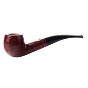 Pipe Savinelli Basketball en vue de profil, forme courbée, finition naturelle, filtre 9 mm - A La Civette.