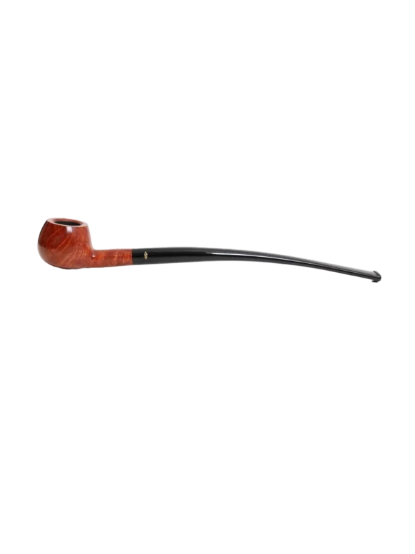 Pipe Savinelli Churchwarden en vue de profil, forme longue, finition naturelle, filtre 6 mm - A La Civette.