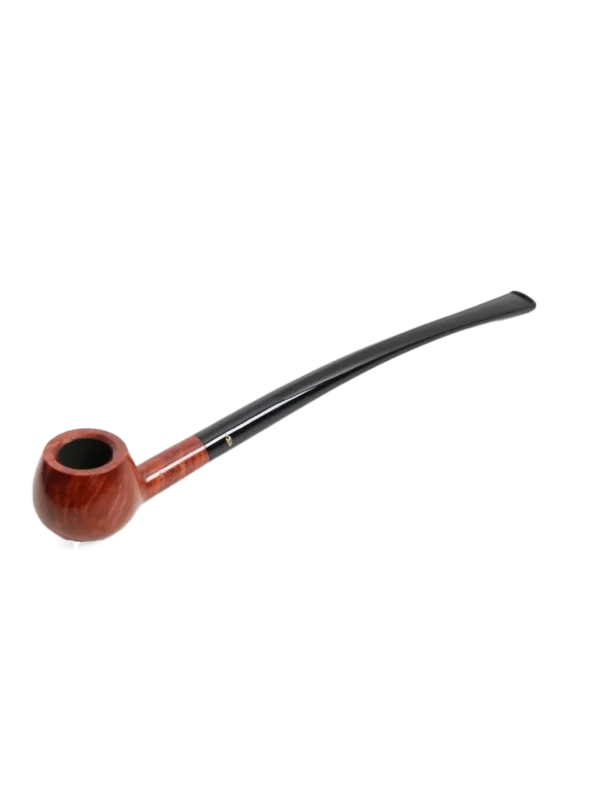 Pipe Savinelli Churchwarden 313 en vue trois quarts, forme longue, finition naturelle, filtre 6 mm - A La Civette.