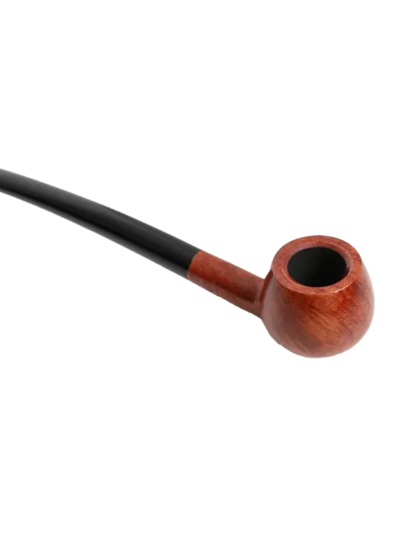 Pipe Savinelli Churchwarden 313 en vue trois quarts inversée, forme longue, finition naturelle, filtre 6 mm - A La Civette.