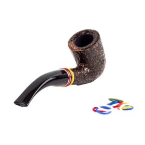 Pipe Savinelli Desigual en vue arrière, forme courbée, finition rustique, filtre 9 mm - A La Civette.