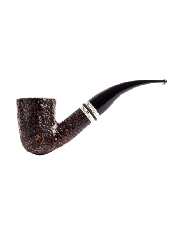 Pipe Savinelli Desigual en vue de profil, forme courbée, finition rustique, filtre 9 mm - A La Civette.