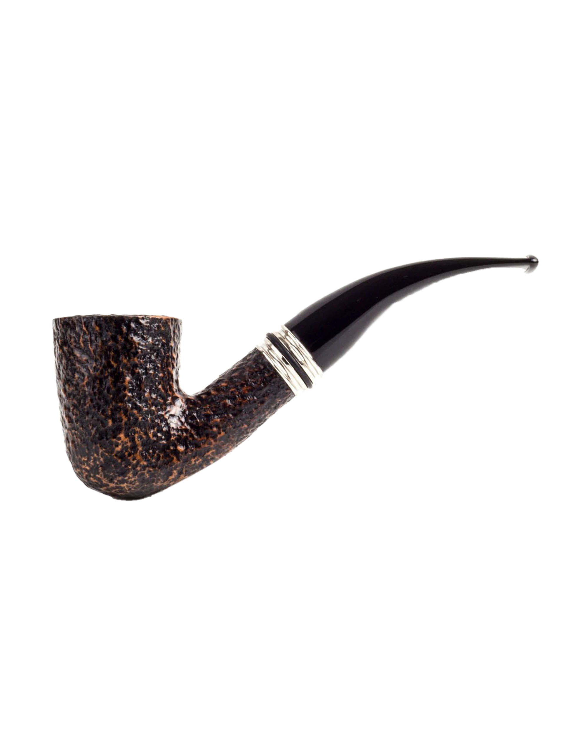 Pipe Savinelli Desigual en vue de profil, forme courbée, finition rustique, filtre 9 mm - A La Civette.