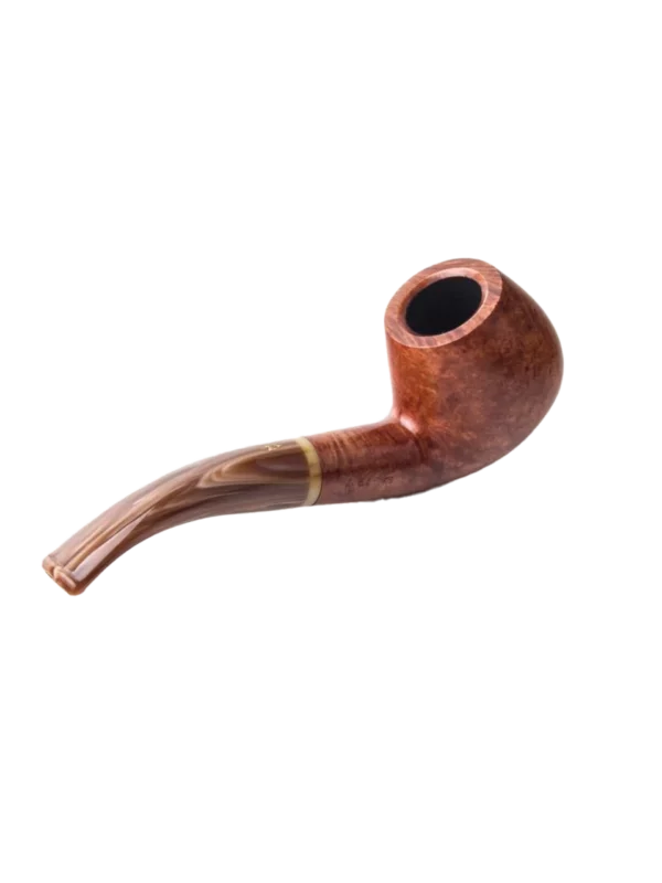 Pipe Savinelli Dolomiti en vue arrière, forme courbée, finition naturelle, filtre 6 mm - A La Civette.