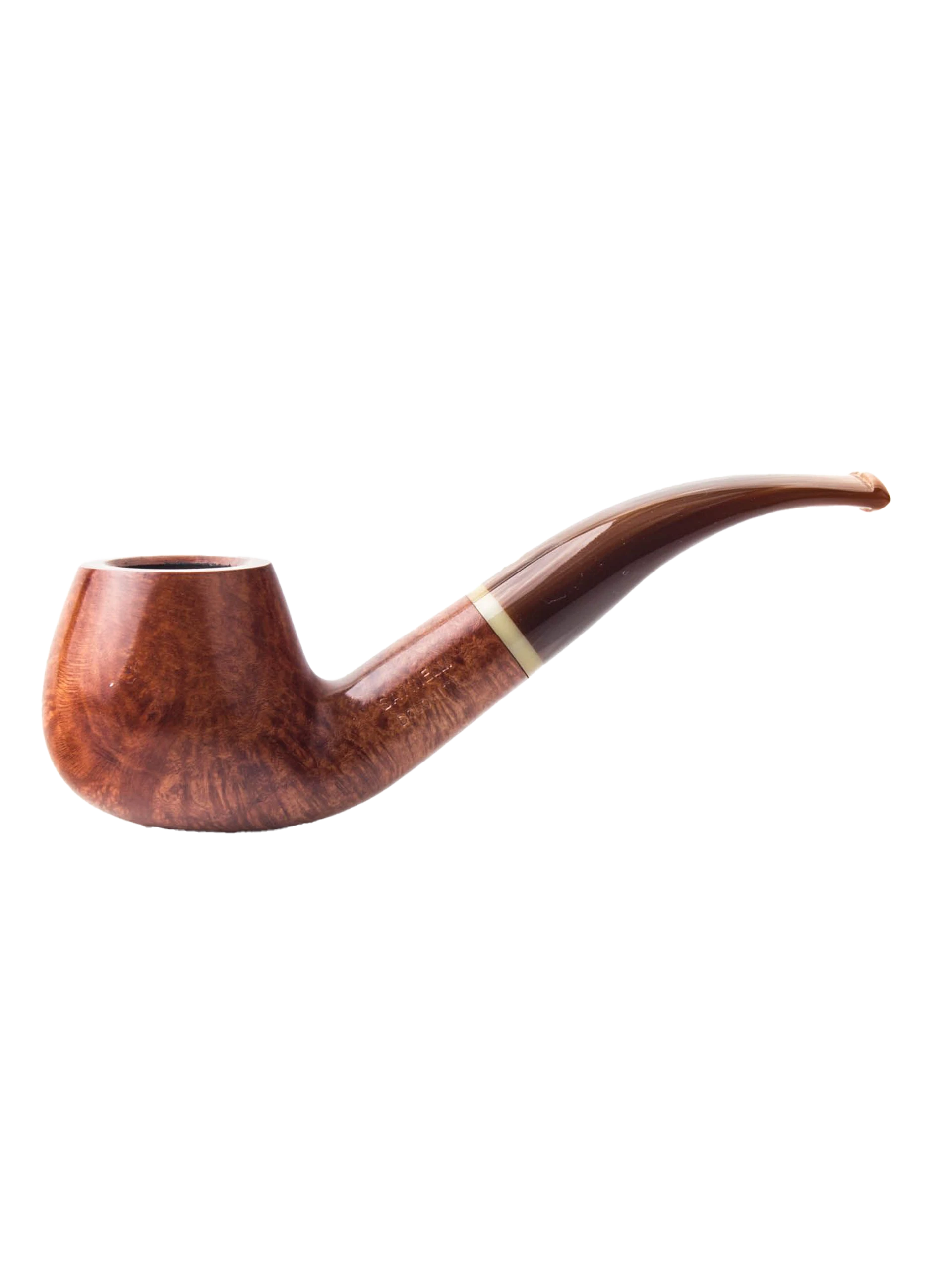 Pipe Savinelli Dolomiti 646 en vue de profil, forme courbée, finition naturelle, filtre 6 mm - A La Civette.