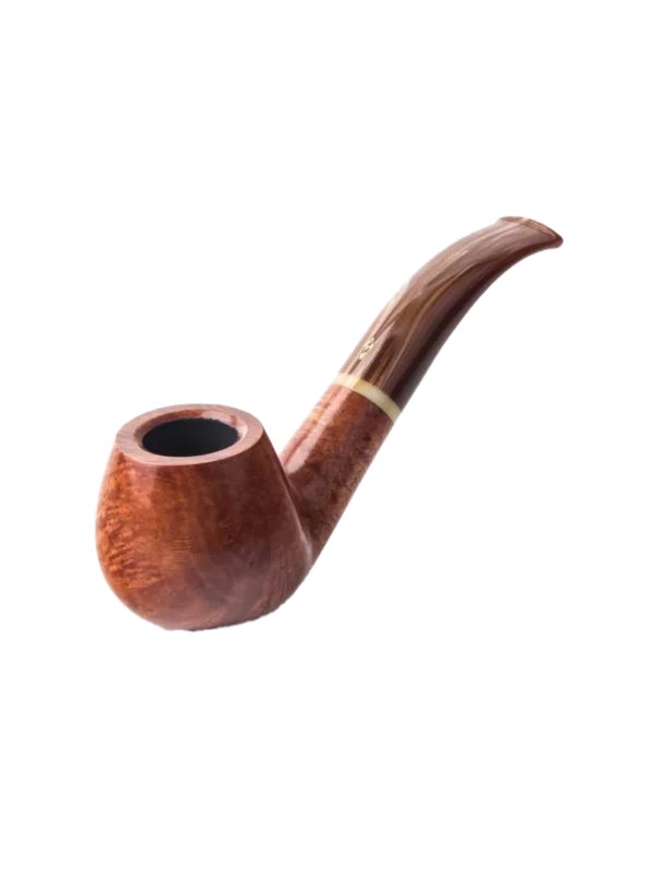 Pipe Savinelli Dolomiti 646 en vue trois quarts, forme courbée, finition naturelle, filtre 6 mm - A La Civette.