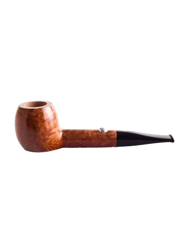 Pipe Savinelli Football en vue de profil, finition naturelle, forme droite, filtre 3 mm - A La Civette.