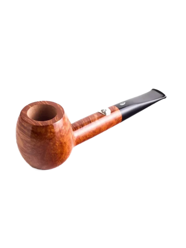 Pipe Savinelli Football en vue trois quarts, finition naturelle, forme droite, filtre 3 mm - A La Civette.