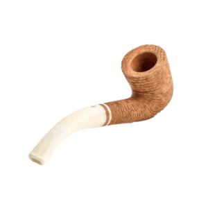 Pipe Savinelli Lino 611 en vue arrière, forme courbée, finition rustique, filtre 9 mm - A La Civette.