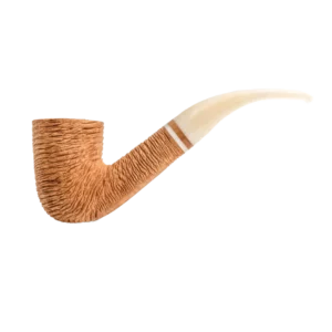 Pipe Savinelli Lino 611 en vue de profil, forme courbée, finition rustique, filtre 9 mm - A La Civette.