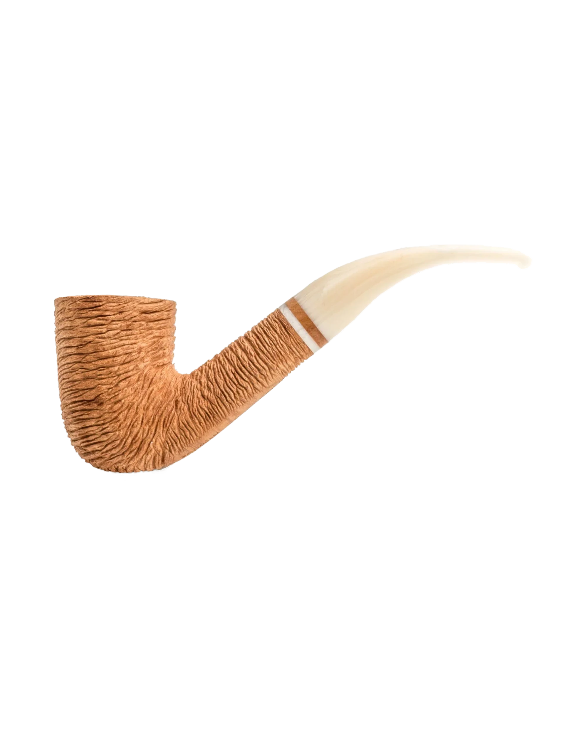 Pipe Savinelli Lino 611 en vue de profil, forme courbée, finition rustique, filtre 9 mm - A La Civette.