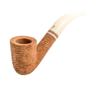 Pipe Savinelli Lino 611 en vue trois quarts, forme courbée, finition rustique, filtre 9 mm - A La Civette.