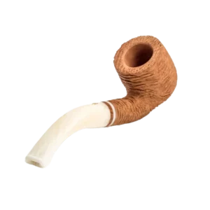 Pipe Savinelli Lino 622 en vue arrière, forme courbée, finition rustique, filtre 9 mm - A La Civette.