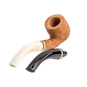 Pipe Savinelli Lino 622 en vue arrière avec tube, forme courbée, finition rustique, filtre 9 mm - A La Civette.