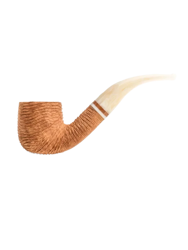 Pipe Savinelli Lino 622 en vue de profil, forme courbée, finition rustique, filtre 9 mm - A La Civette.