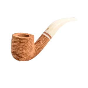 Pipe Savinelli Lino 622 en vue trois quarts, forme courbée, finition rustique, filtre 9 mm - A La Civette.