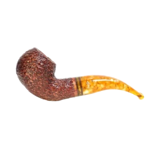 Pipe Savinelli Miele en vue de profil, forme courbée, finition rustique, filtre 9 mm - A La Civette.