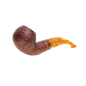 Pipe Savinelli Miele en vue trois quarts, forme courbée, finition rustique, filtre 9 mm - A La Civette.