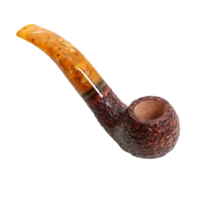 Pipe Savinelli Miele en vue trois quarts inversée, forme courbée, finition rustique, filtre 9 mm - A La Civette.