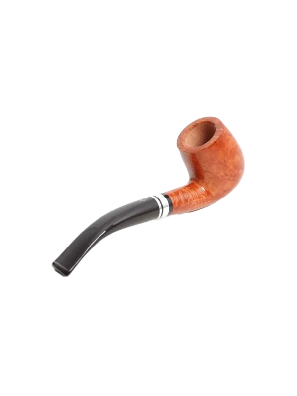 Pipe Savinelli Minerva Liscia en vue arrière, forme courbée, finition naturelle, filtre 9 mm - A La Civette.