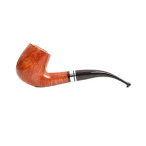 Pipe Savinelli Minerva Liscia en vue de profil, forme courbée, finition naturelle, filtre 9 mm - A La Civette.